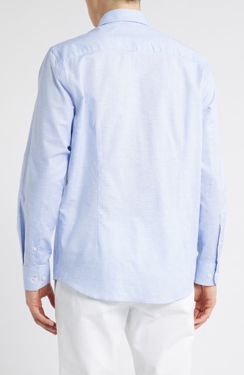 Jack Victor Danforth Stretch Cotton & Linen Blend Dress Shirt, Alternate, color, Blue