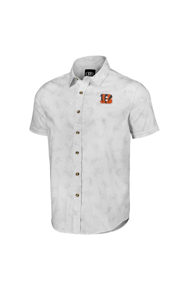 NFL X DARIUS RUCKER Men's NFL x Darius Rucker Collection by Fanatics White Cincinnati Bengals Woven Short Sleeve Button Up Shirt, Alternate, color, White