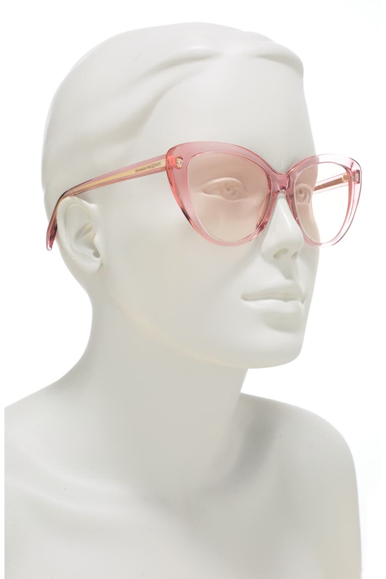 Alexander McQueen 56mm Cat Eye Sunglasses, Alternate, color, PINK PINK PINK