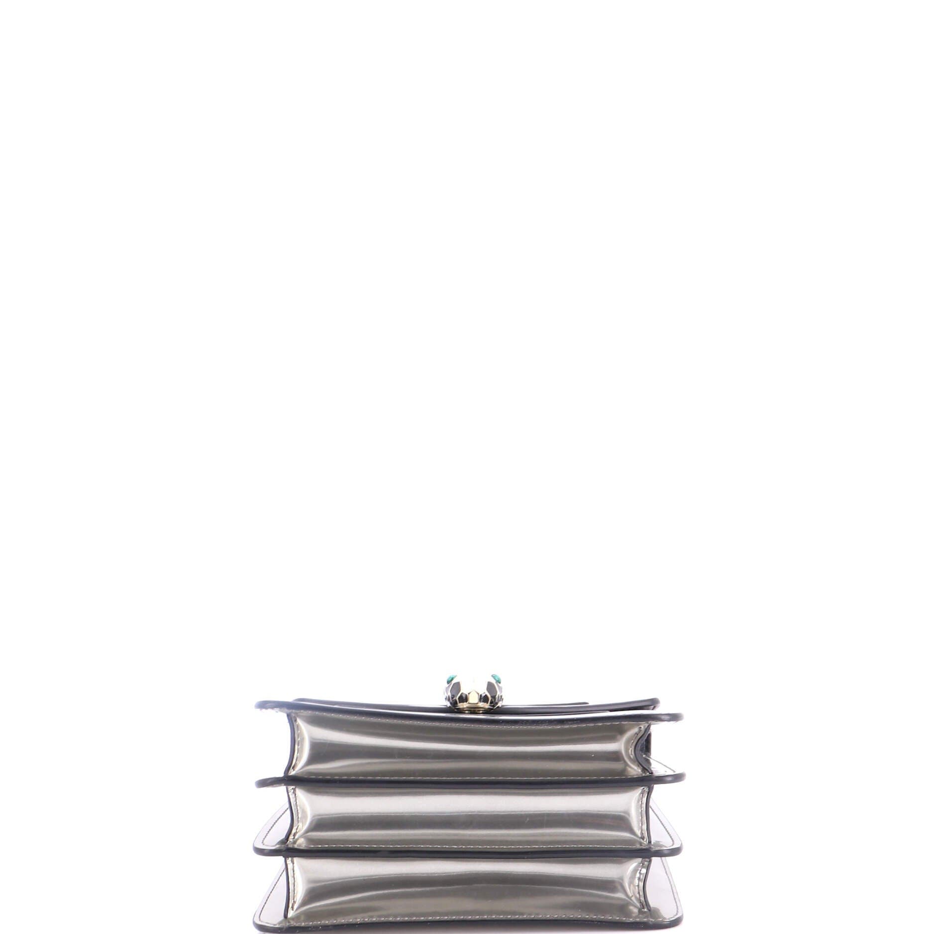 Serpenti Top Handle Bag Patent Small, Alternate, color, Metallic Silver
