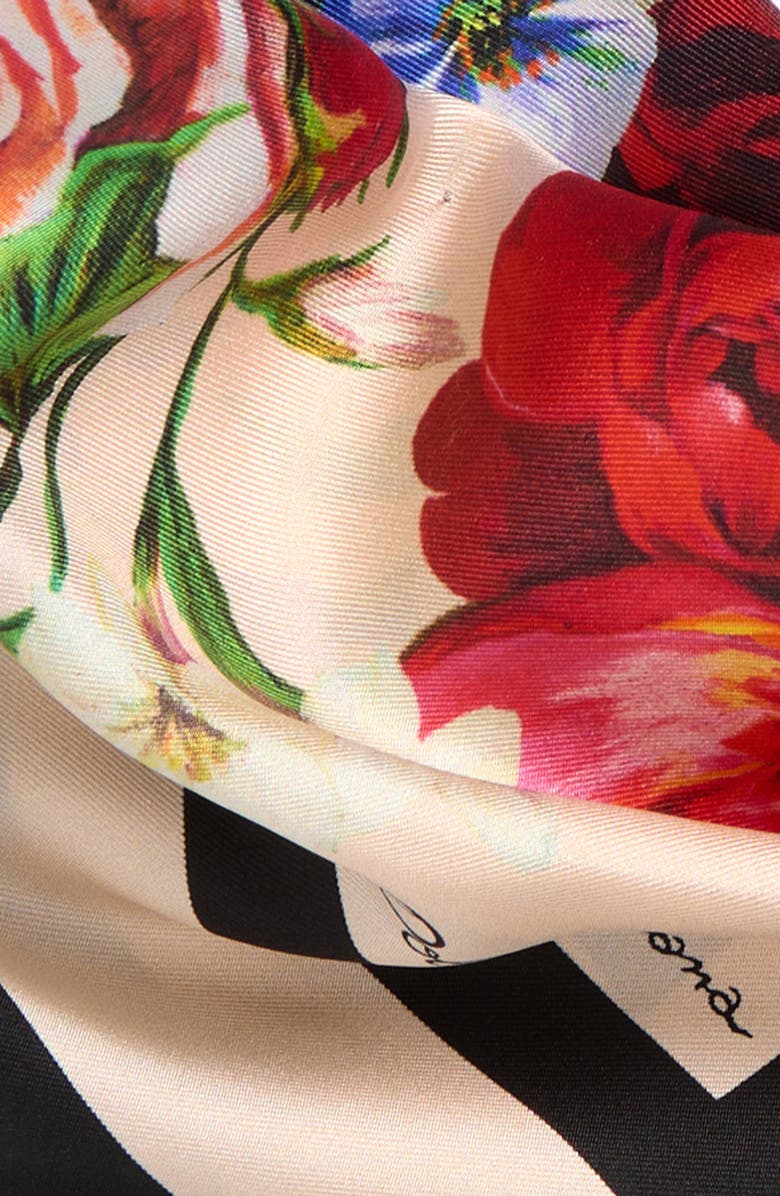 Dolce&Gabbana Floral Bouquet Silk Square Scarf, Alternate, color,