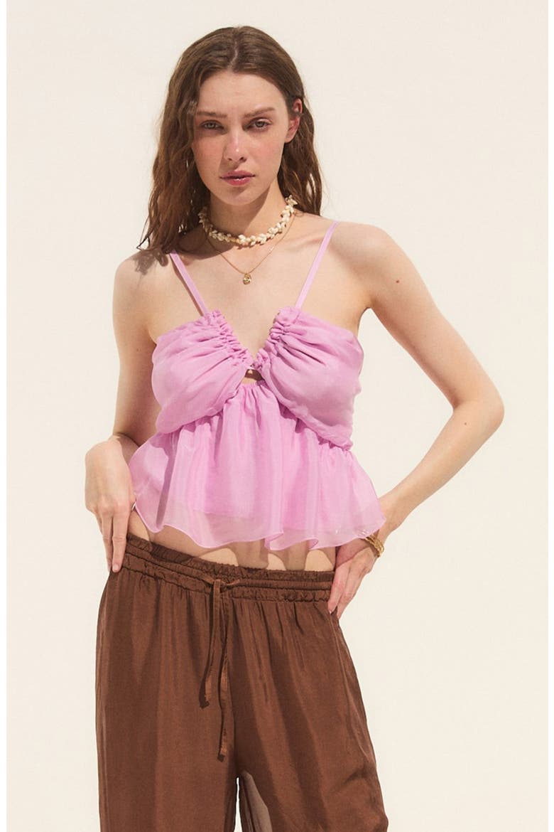 Bacio Smocked Ruffle Camisole, Alternate, color, PINK