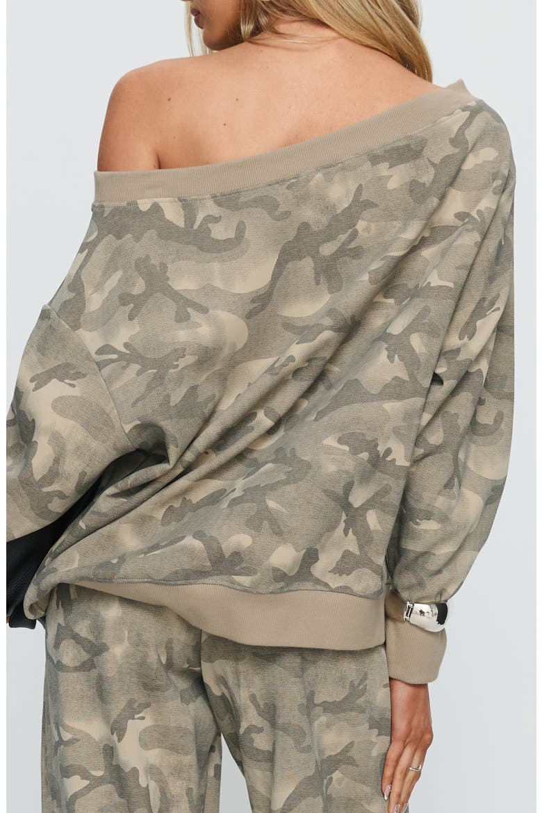 Wellness Camo One-Shoulder Sweatshirt, Alternate, color, WASHED CAMO