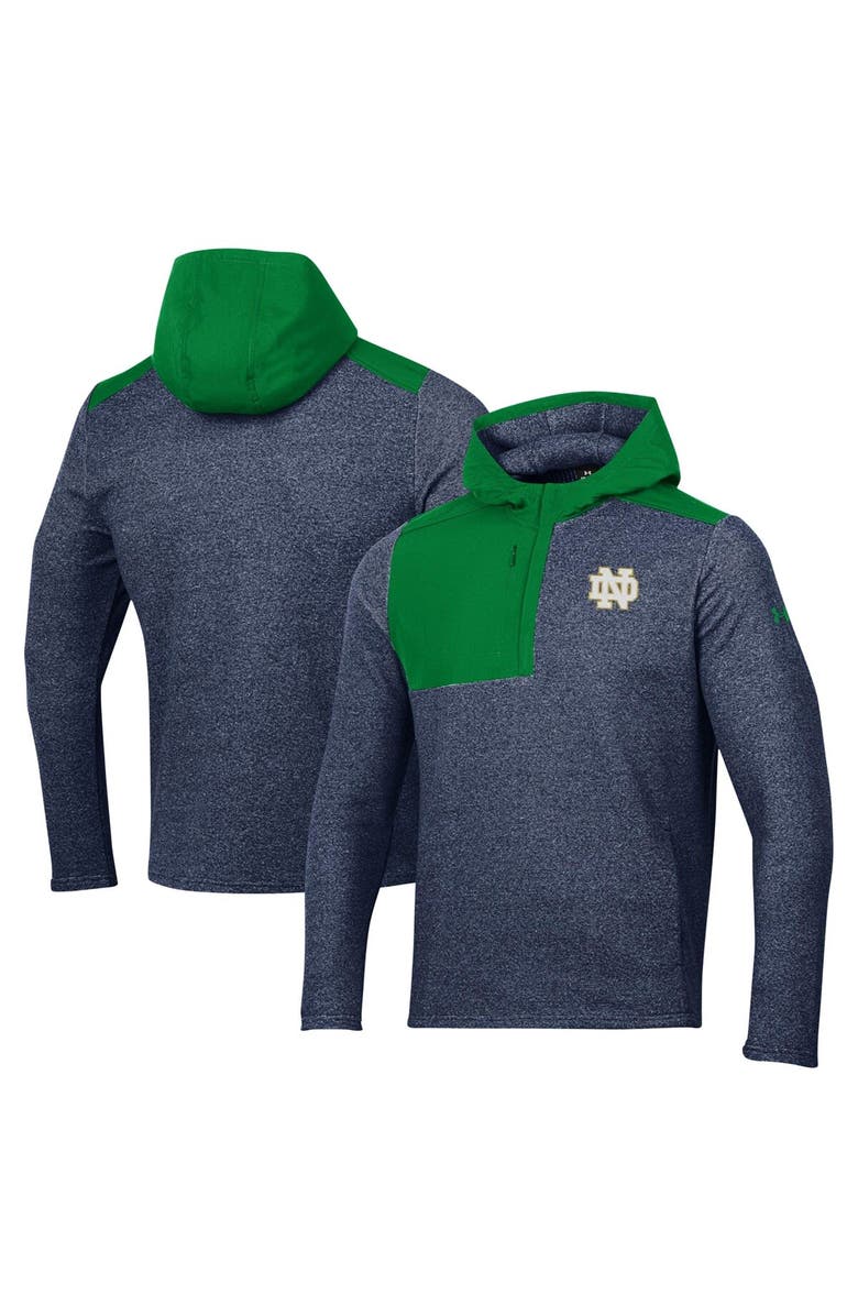 Under Armour Men's Under Armour Navy Notre Dame Fighting Irish Survivor Fleece Hoodie Quarter-Zip Jacket, Main, color, 
