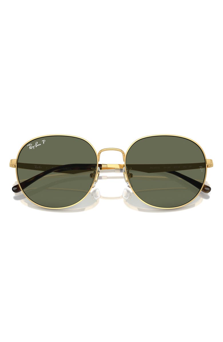 Ray-Ban 57mm Polarized Round Phantos Sunglasses, Alternate, color, Gold Flash