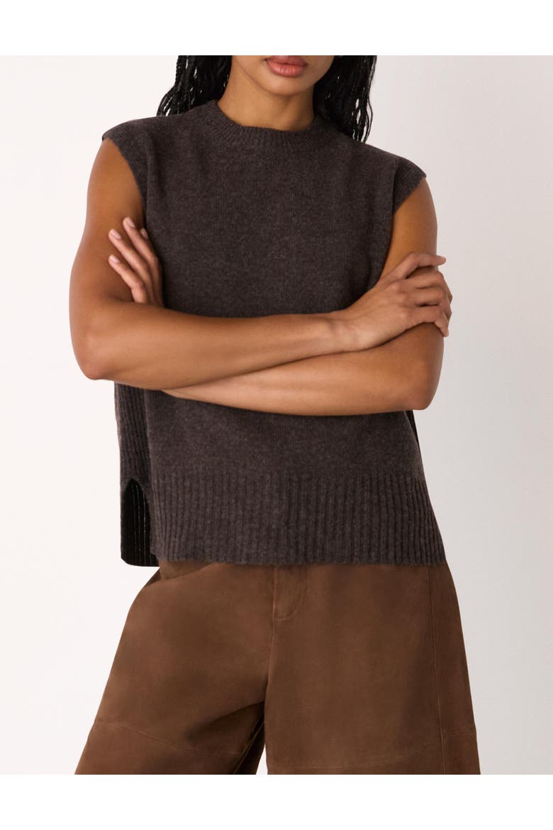 Wool Sleeveless Vest, Alternate, color, Brown
