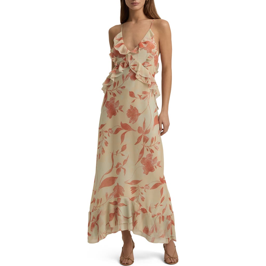 Favorite Daughter Criss Cross At The Back Floral Maxi Dress In Moonbeam In Moonbeam Floral
