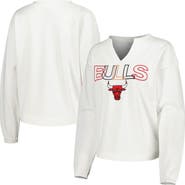 CONCEPTS SPORT Women's Concepts Sport White Chicago Bulls Sunray Notch Neck Long Sleeve T-Shirt