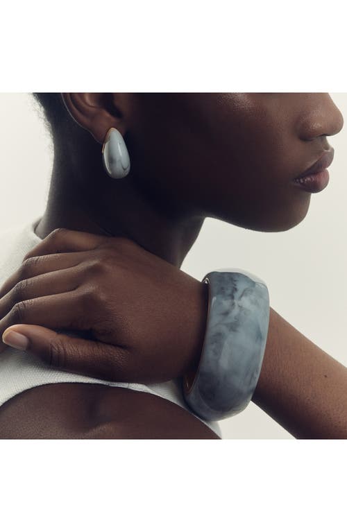 Reiss Ciara Curve Marble Bangle In Gold Tone/grey Marble