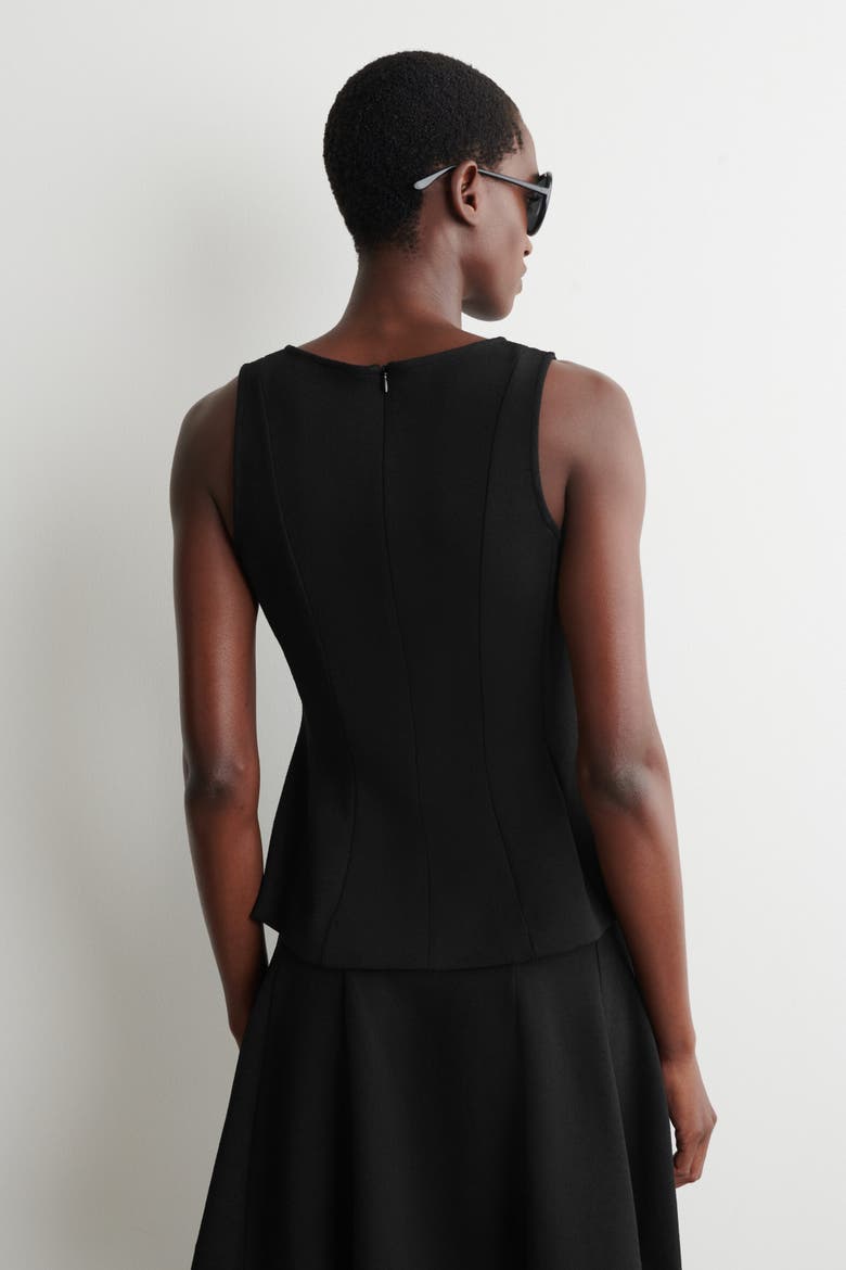 Sculpted Paneled Jersey Top, Alternate, color, BLACK