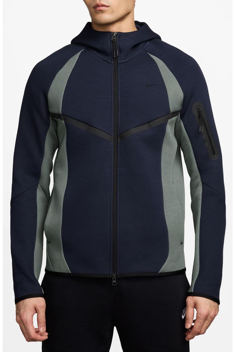Tech Colorblock Full Zip Fleece Windrunner Jacket, Main, color, OBSIDIAN/ CLAY GREEN