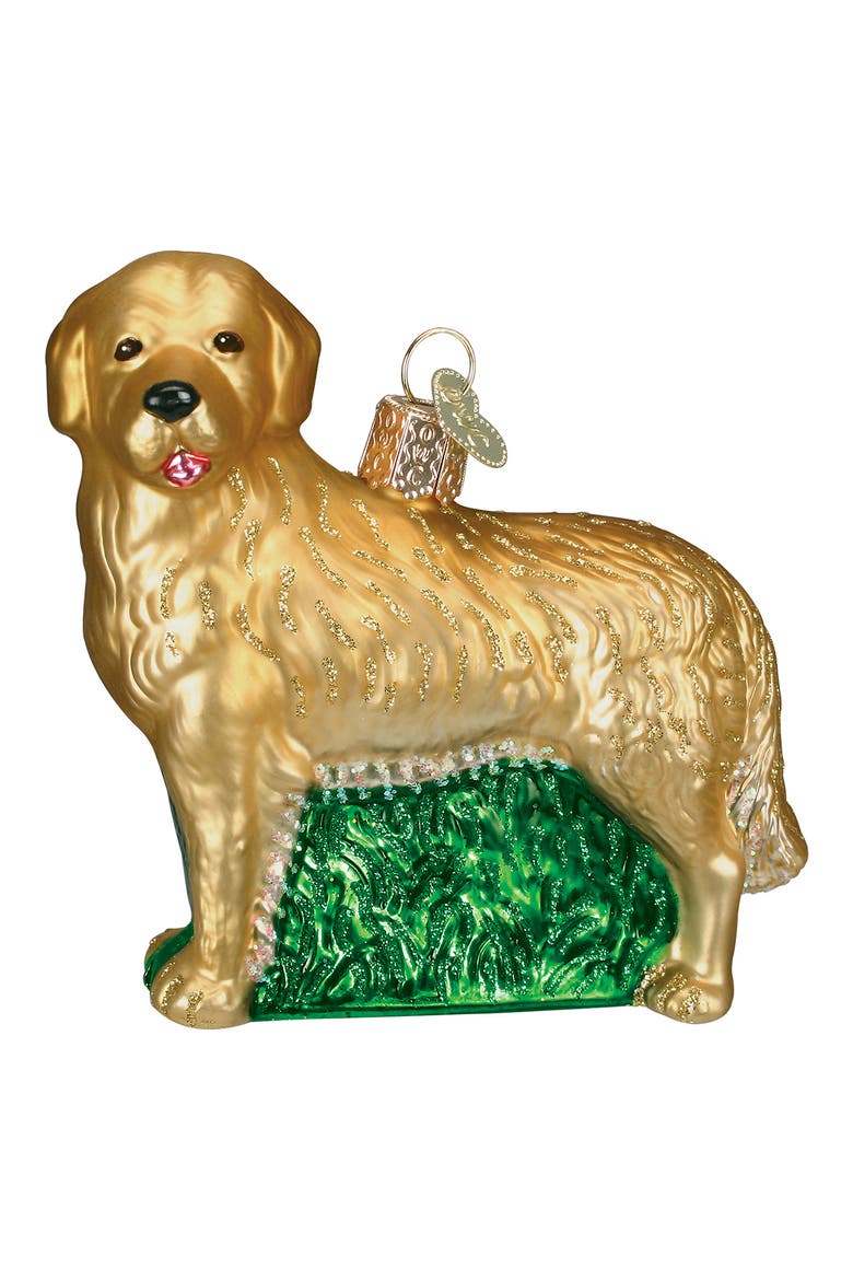 Golden Retriever Glass Ornament, Main, color, GOLDEN YELLOW