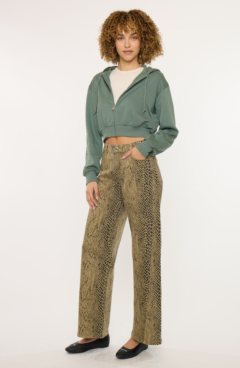 KanCan Juno Low Slung Baggy Wide Leg Pants, Alternate, color, Python Print