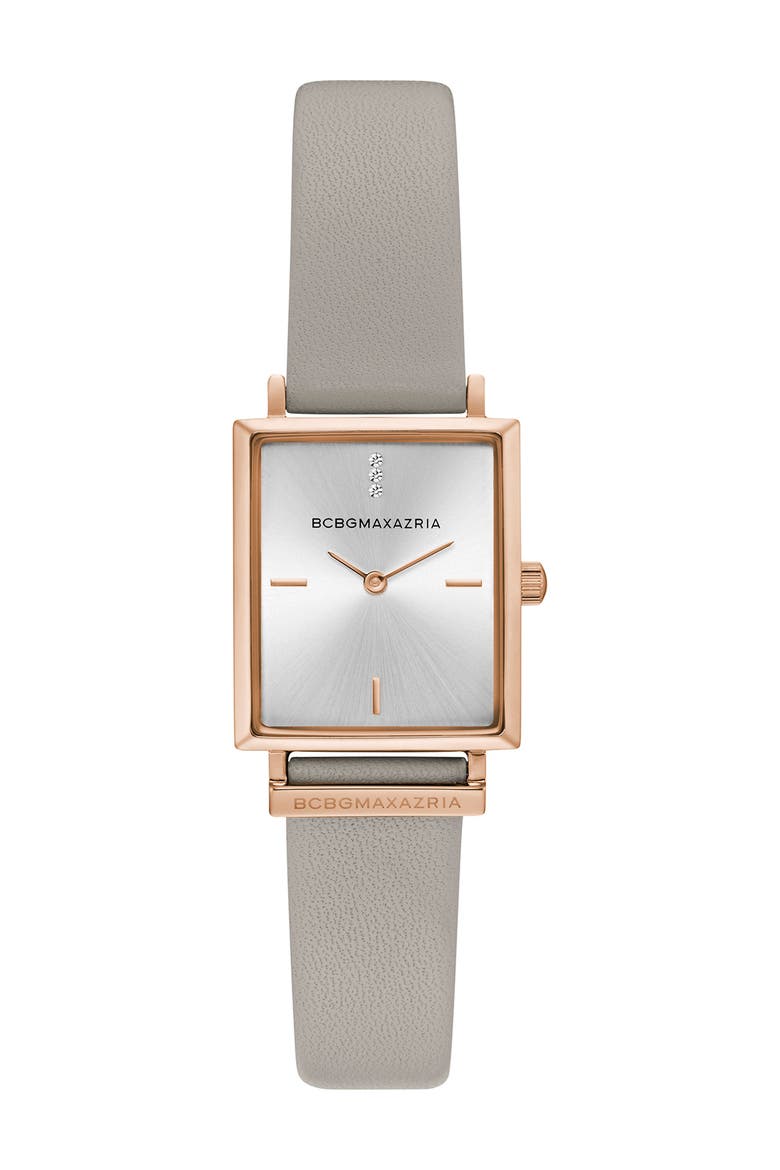 Women's Crystal Embellished Leather Strap Watch, 22x33mm, Main, color, GREY