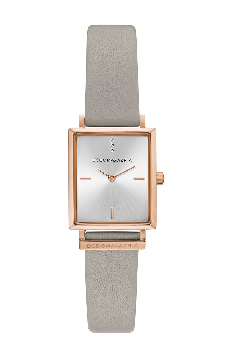 BCBG Women's Crystal Embellished Leather Strap Watch, 22x33mm, Main, color, 