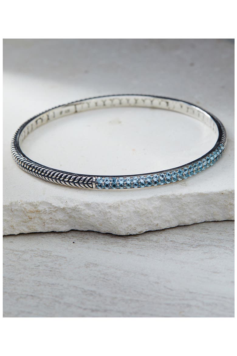 Sterling Silver Blue Topaz Pav	 Bangle, Alternate, color, BLUE