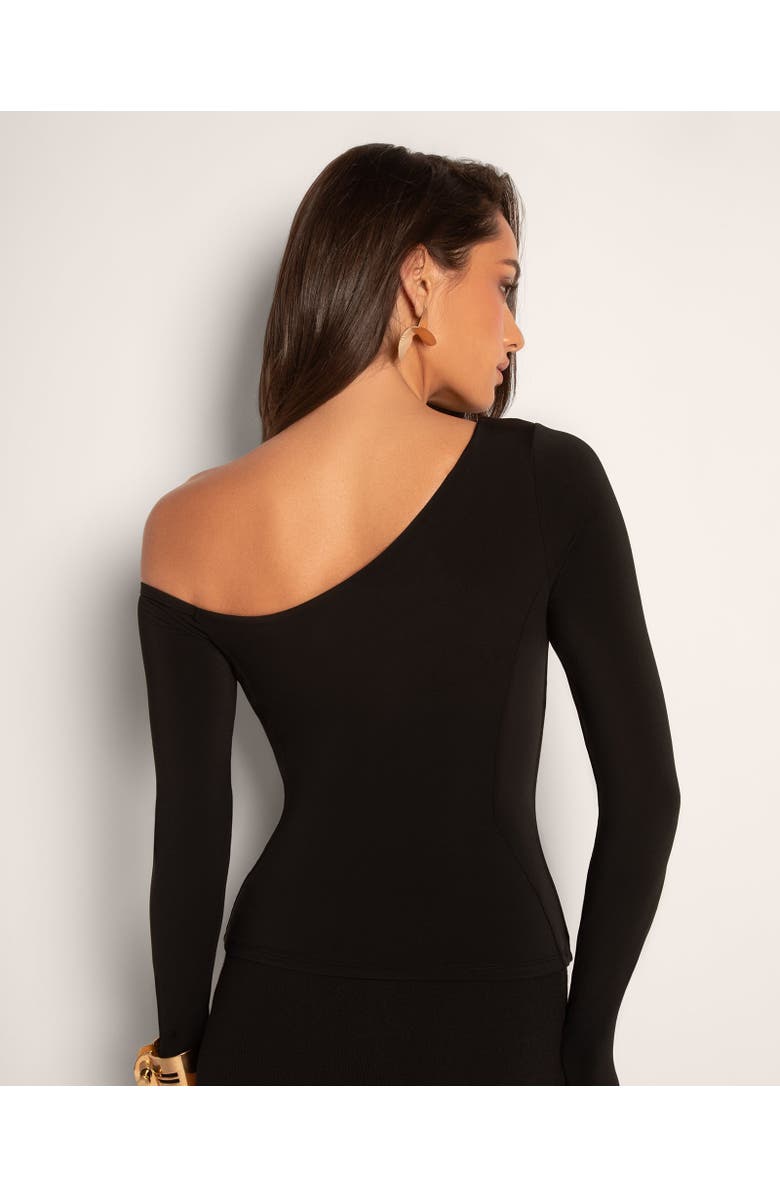 TA3 Sculpty One Shoulder Long Sleeve Top, Alternate, color, Black