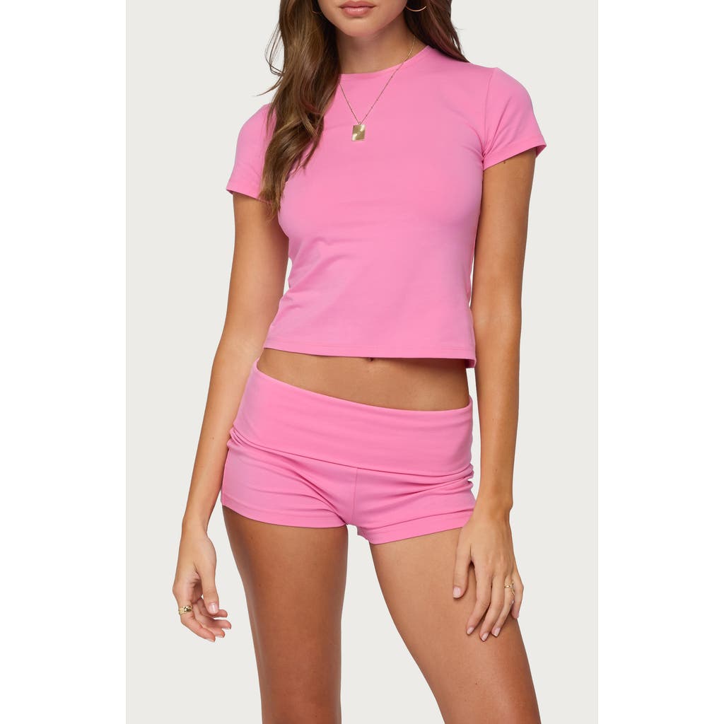 EDIKTED Marleaux Fitted Stretch Cotton T-Shirt in Pink at Nordstrom, Size Large
