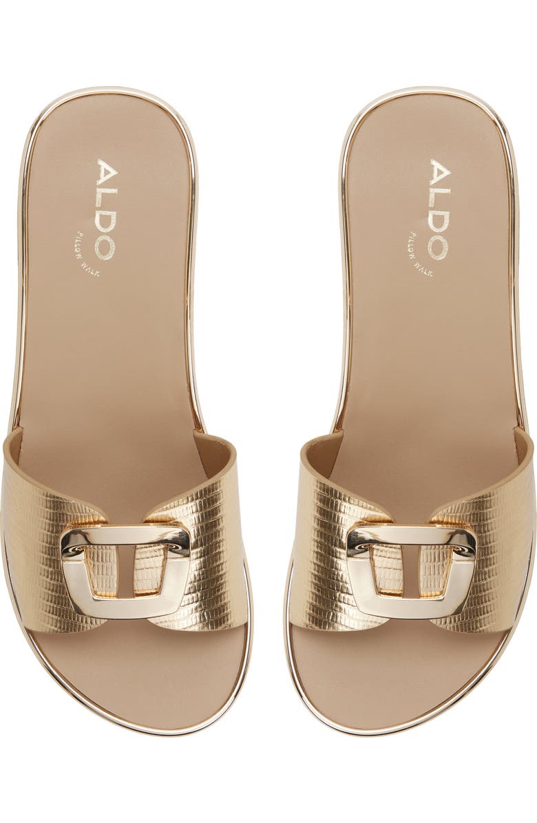 ALDO Menhaden Platform Wedge Slide Sandal, Alternate, color, Gold