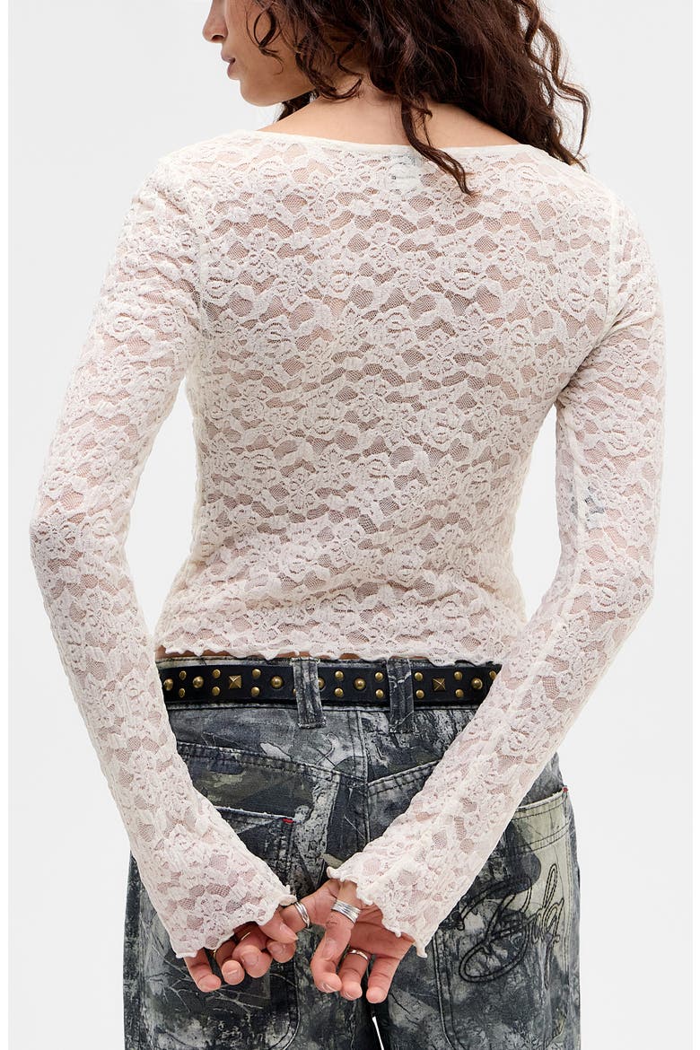 Olivia Lace Long Sleeve Top, Alternate, color, ECRU