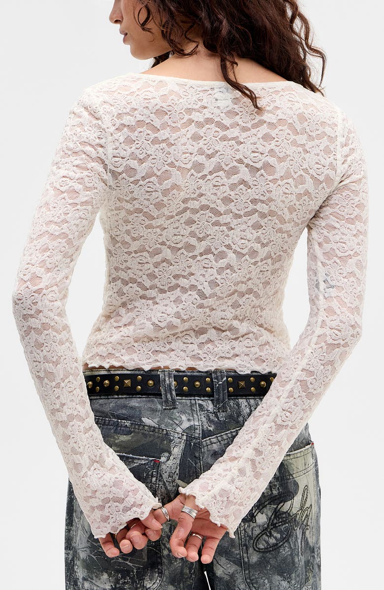 BDG Urban Outfitters Olivia Lace Long Sleeve Top, Alternate, color, Ecru