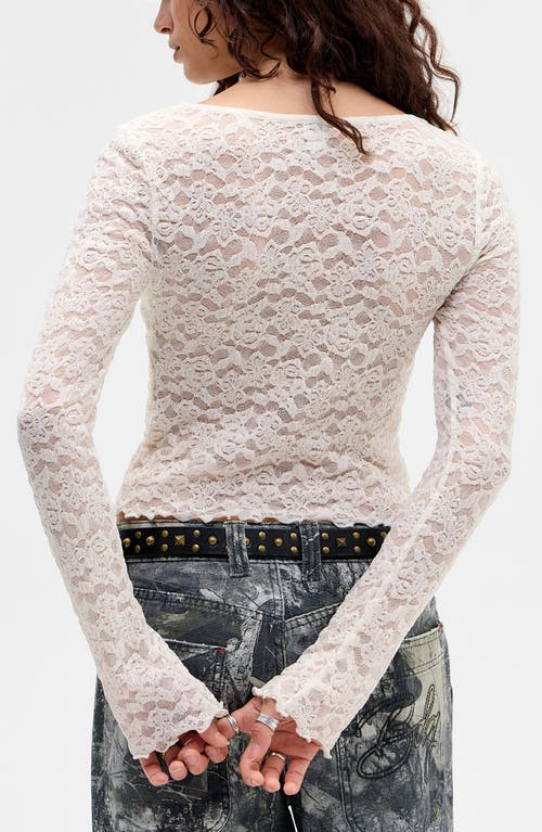 Bdg Urban Outfitters Olivia Lace Long Sleeve Top In White