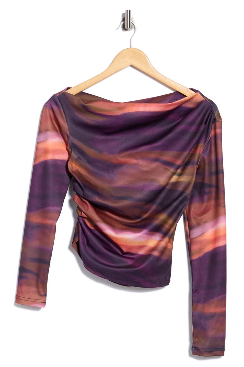 Draped Jersey Top, Main, color, ABSTRACT STRIPE