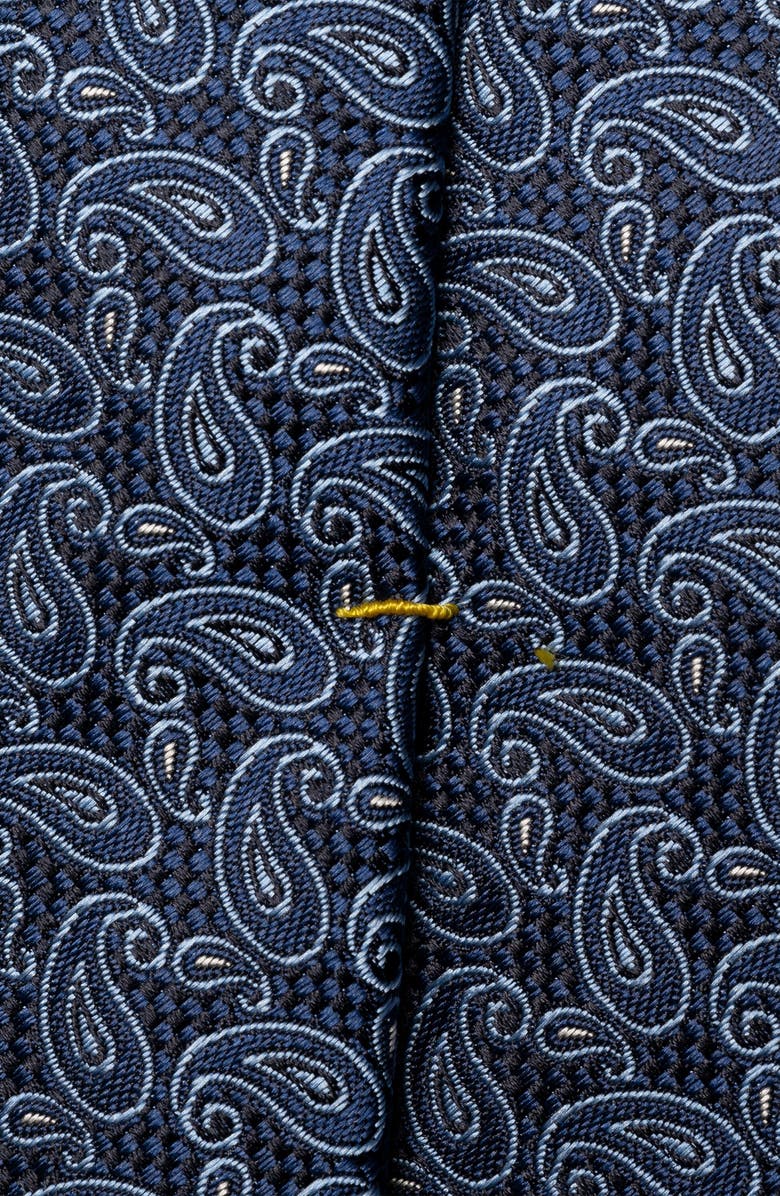 Eton Navy Paisley Silk Jacquard Tie, Alternate, color, Navy