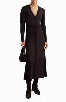 Reiss Laura Rib Long Sleeve Midi Sweater Dress
