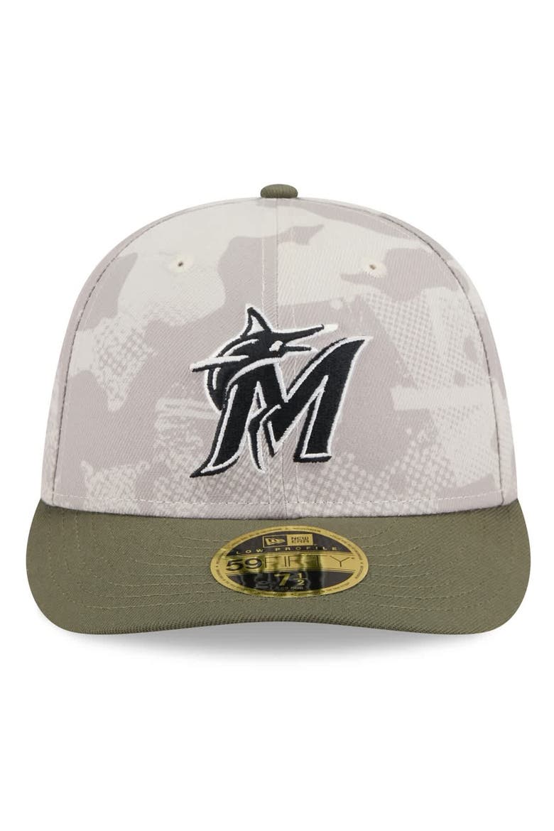 Men's New Era Light Beige/Olive Miami Marlins 2025 Armed Forces Day Low Profile 59FIFTY Fitted Hat, Alternate, color, Light Beige