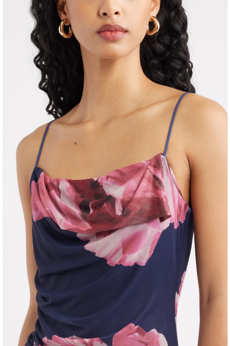 Mesh Maxi Dress, Alternate, color, PINK IVORY BLUE FLORAL