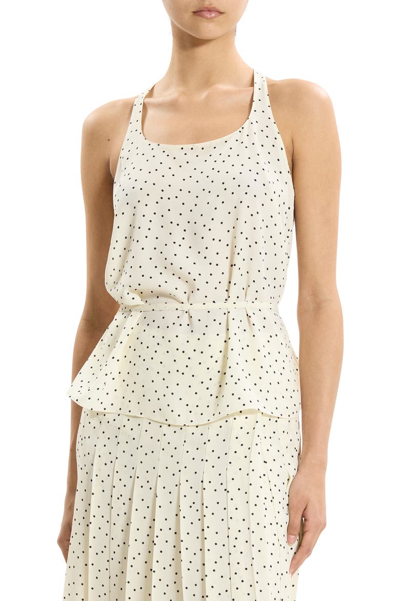 Dot Print Belted Tank Top, Main, color, IVORY MULTI