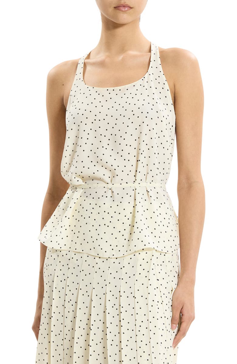 Theory Dot Print Belted Tank Top, Main, color, Ivory Multi