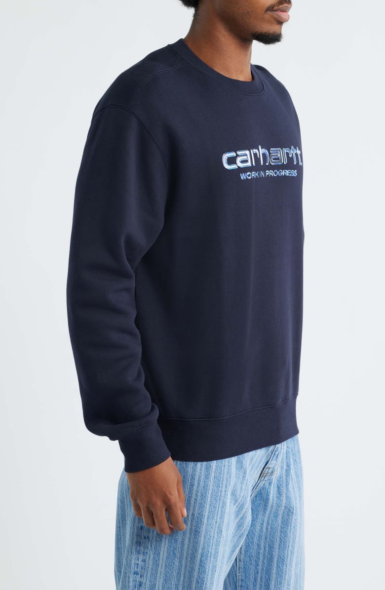 Carhartt Work In Progress Solar Chrome Cotton Graphic Sweatshirt, Alternate, color, Dark Navy