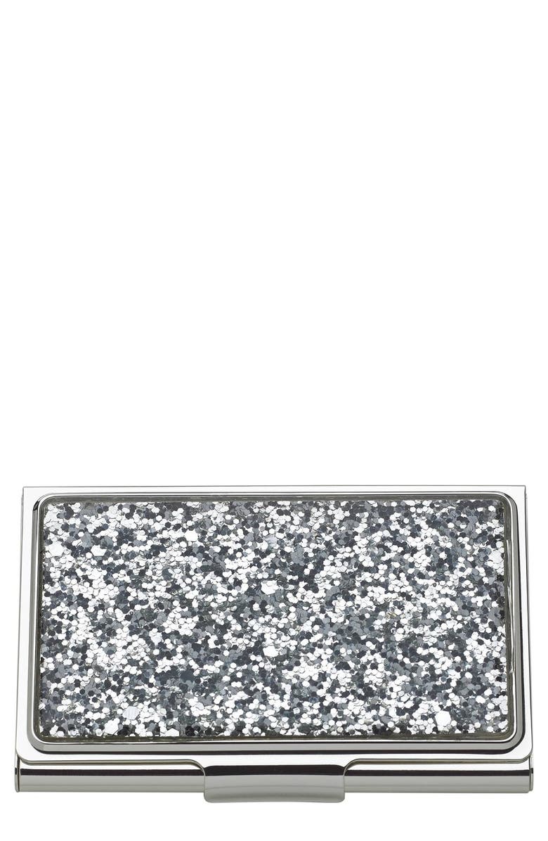Kate Spade New York glitter business card holder, Main, color,