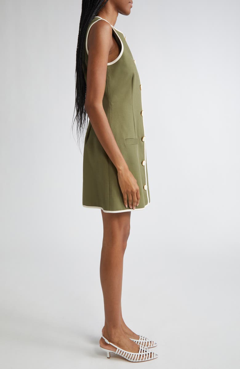 Veronica Beard Whistler Contrast Trim Sleeveless Dress, Alternate, color, Stone Army