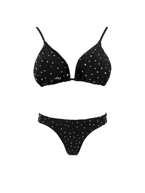 Lola + The Boys Rainbow Sparkle Bikini in Black 