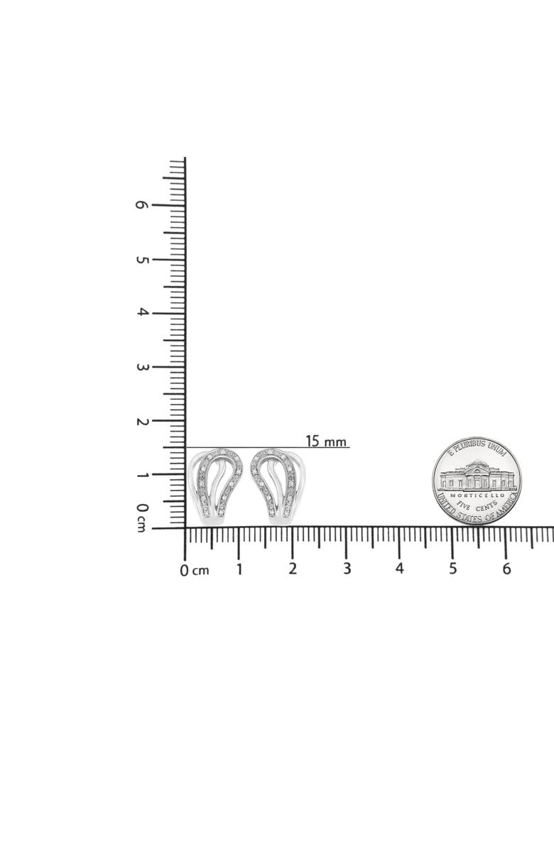 Haus of Brilliance Silver Pave- Diamond Accent Horseshoe Hoop Earring, Alternate, color, White