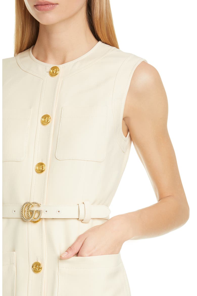 GG Detail Silk & Wool Cady Minidress, Alternate, color, GARDENIA