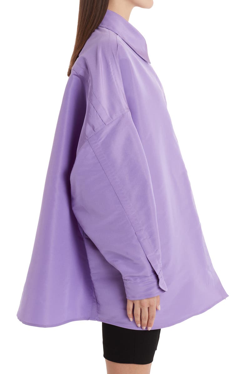 Valentino Oversize Silk Button-Up Top, Alternate, color,
