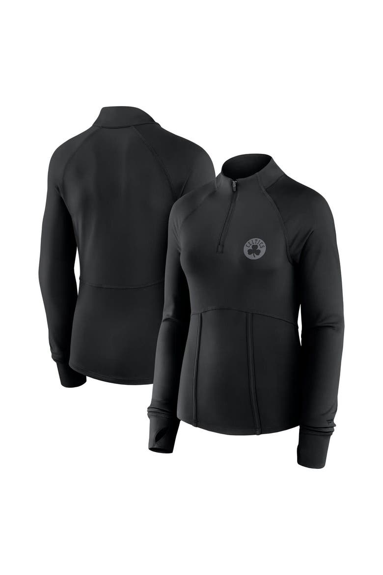 Women's Fanatics Black Boston Celtics Elements Match Raglan Quarter-Zip Top, Main, color, Black