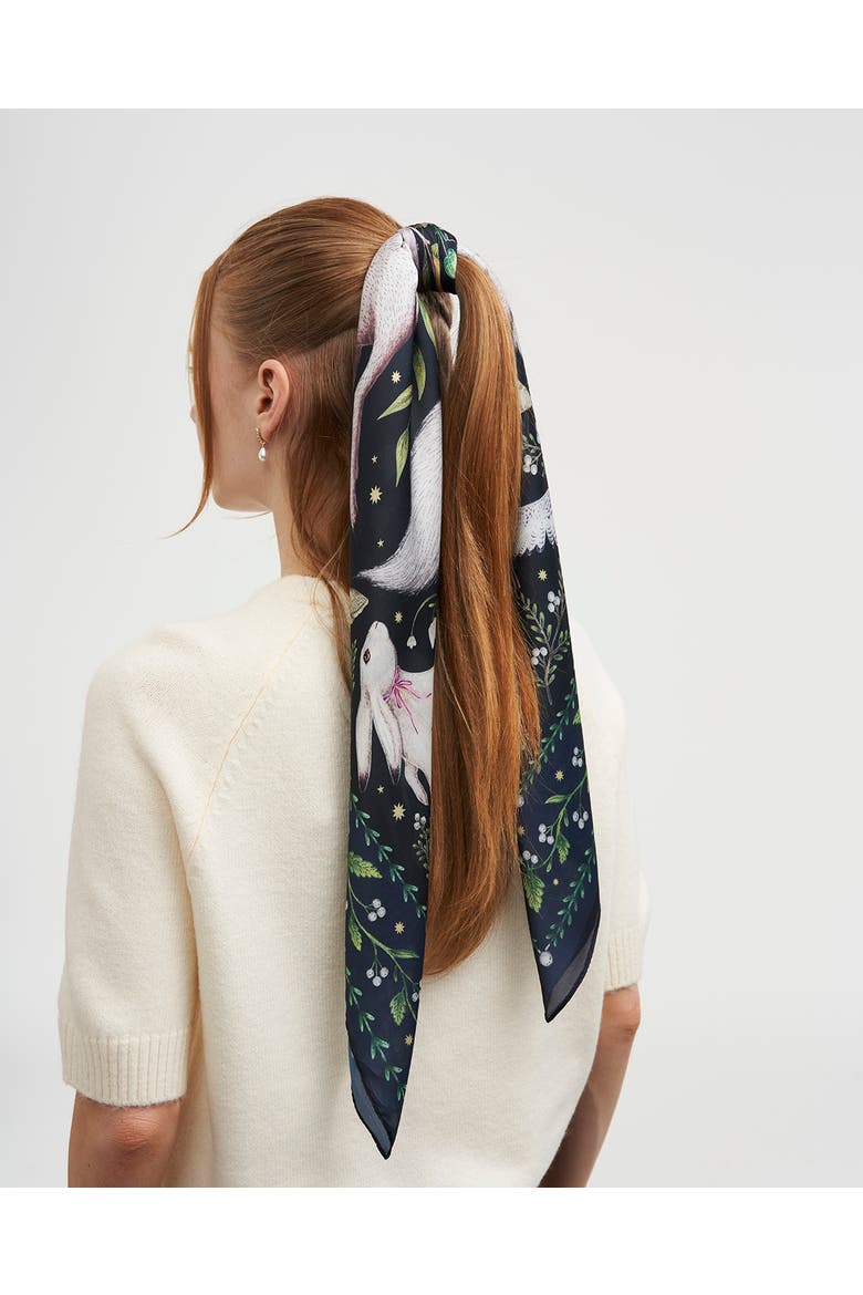 Niva Narrative Medium Square Scarf, Alternate, color, Navy