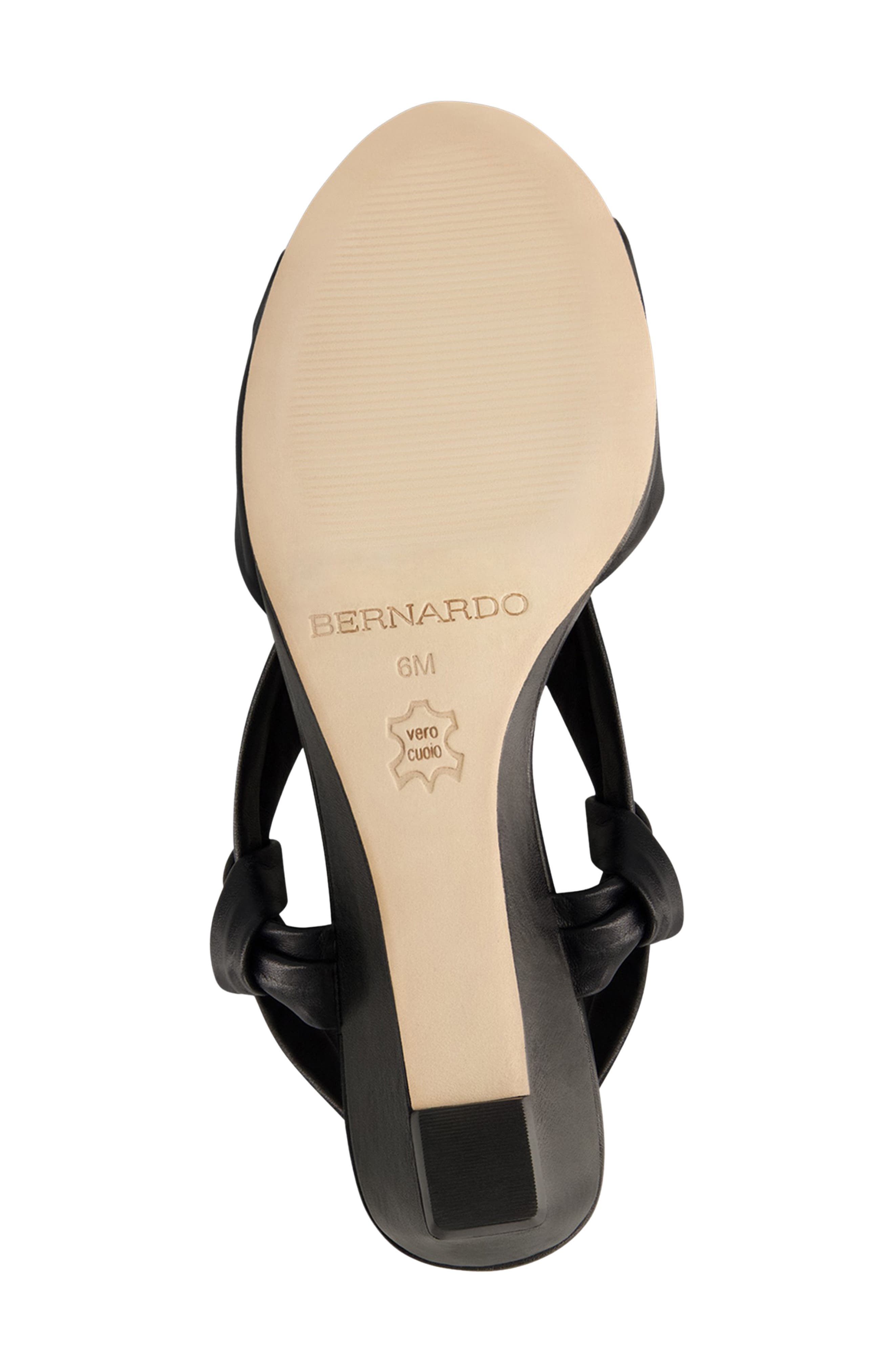 Bernardo Footwear Winifred Slingback Wedge Sandal, Alternate, color, Black Glove Leather
