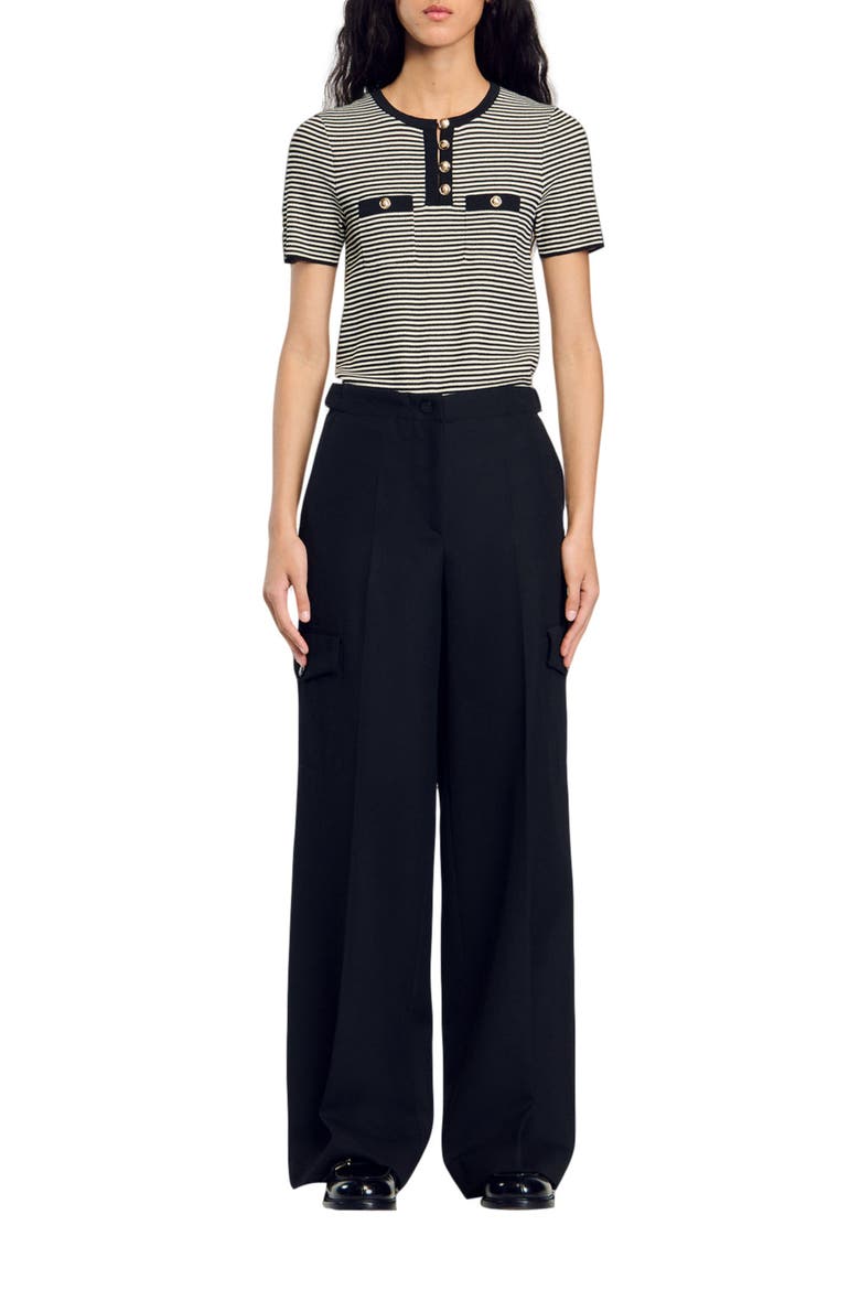 Wide-leg trousers, Alternate, color, Black