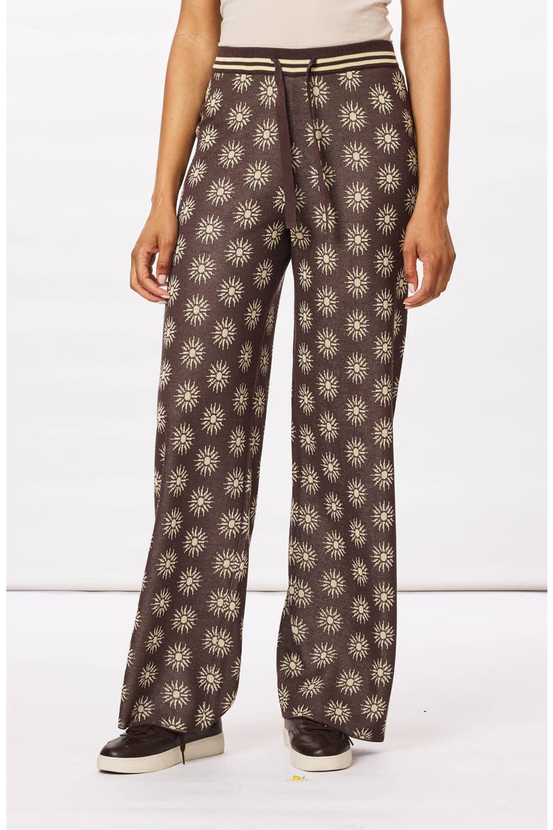 Knit Drawstring Pants, Alternate, color, SEAL BROWN/ REED YELLOW