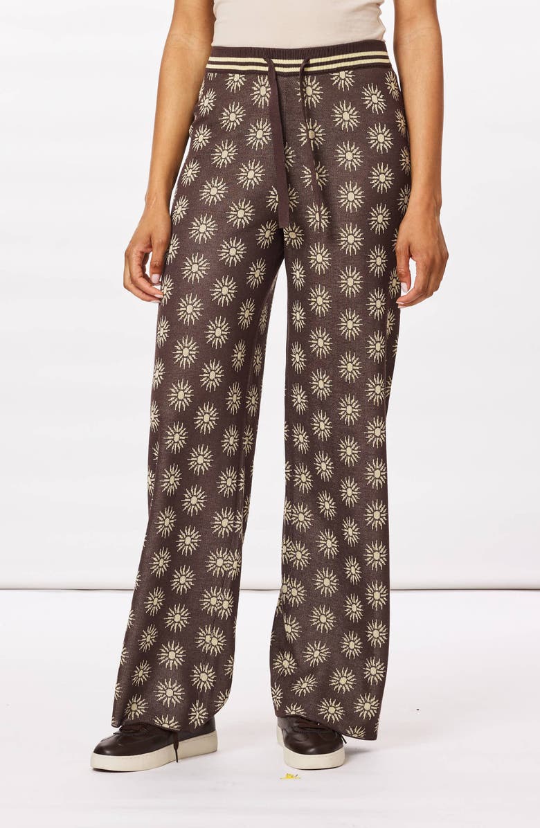 Scotch & Soda Knit Drawstring Pants, Alternate, color, Seal Brown/ Reed Yellow