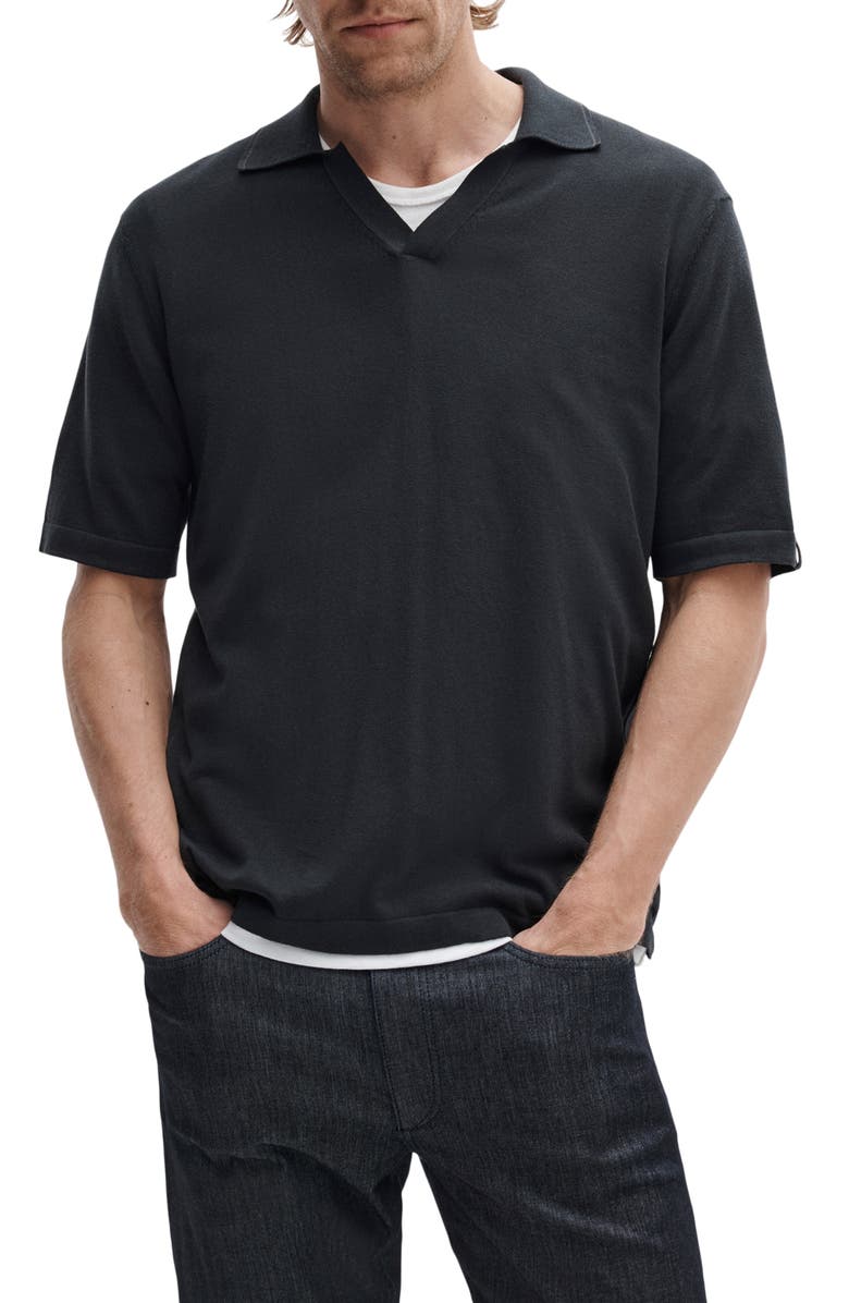 rag & bone Conrad Silk & Cotton Johnny Collar Polo, Main, color,