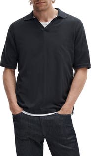rag & bone Conrad Silk & Cotton Johnny Collar Polo