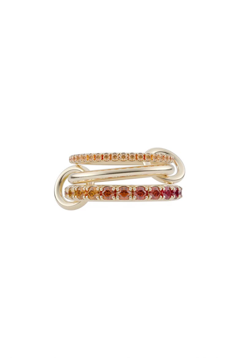Norah Pavé Orange Sapphire Linked Ring, Main, color, YELLOW GOLD