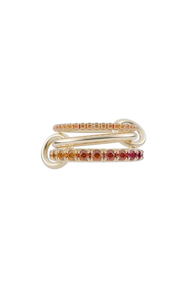 Spinelli Kilcollin Norah Pavé Orange Sapphire Linked Ring, Main, color, Yellow Gold